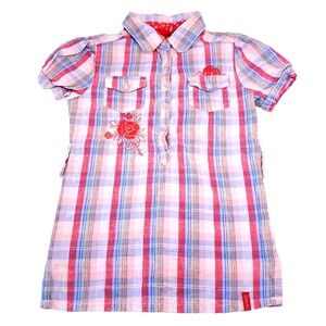 Esprit Kids Plaid Shirt Dress Girls 5 Preppy Classic Summer USA July‎ 4th Picnic
